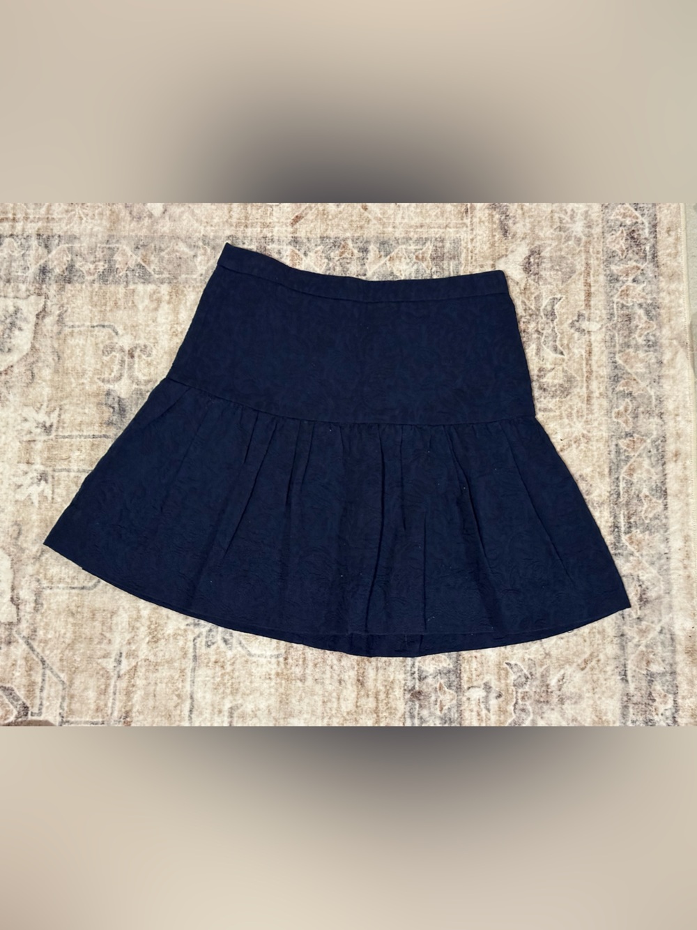 J. Crew Navy Floral Textured Tiered Mini Skirt